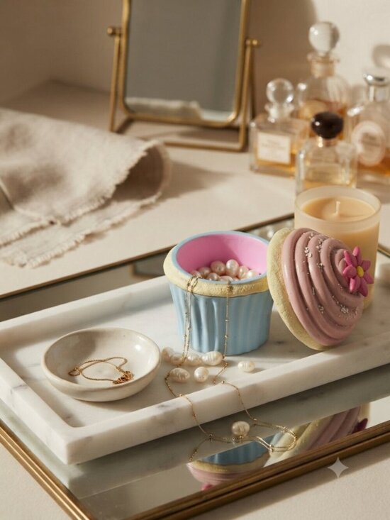 Coco V Boutique Other - Cupcake Trinket Box Ceramic Pastel Jewelry Organizer Storage Pink Blue